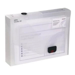 Image of Snopake DocBox A4 Polypropylene Box File with Push Lock 60mm Spine Clear Single