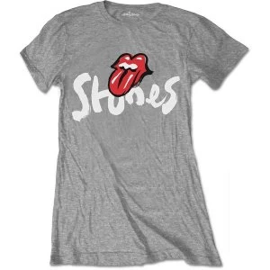 Image of The Rolling Stones - No Filter Brush Strokes Womens Large T-Shirt - Grey