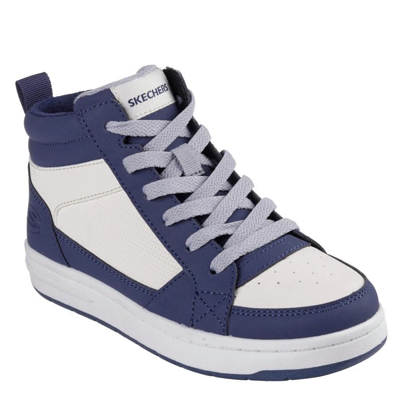 Image of Skechers Lace Up Fleece Lined High Top W Zip High-Top Trainers Unisex Kids Navy/Tan unisex C12 (30)