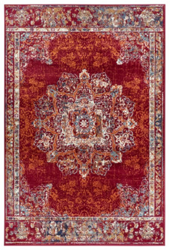 Image of The Rugs Orient Maderno Medallion Rug Polypropylene 0.8Cm Pile Vacuum Safe In Red