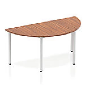 Image of Impulse Semi-circle Table 1600 Walnut Box Frame Leg Silver