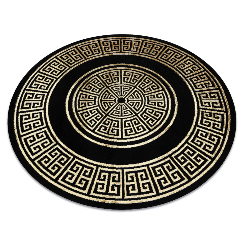 Image of RugsX Carpet Allure 1968 Circle Greek Key, Frame - Structural, Stylish, Glamour Black Circle 200 Cm