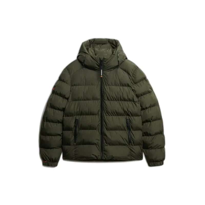 Image of Superdry Sports Hooded Padded Jacket Dark Khaki Men M;XXL