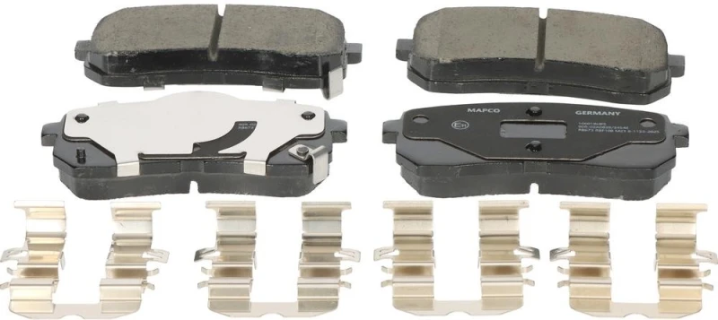 Image of MAPCO 106019HPS Brake pad set Rear Axle, with acoustic wear warning, with accessories, with anti-squeak plate Brake Pad Set,disc brake (402)