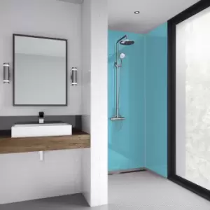 Image of Mermaid Acrylic Shower Wall Panel Aqua 2440mm x 1200mm x 4mm in Blue