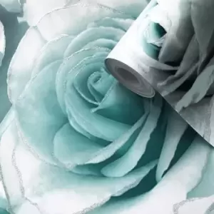 Image of Muriva Madison Glitter Wallpaper, Aqua
