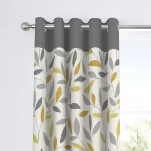 Image of Fusion Beechwood Ochre Eyelet Curtains Ochre