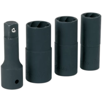 Image of Sealey 4 Piece 1/2" Drive Wheel Nut and Removal Impact Socket Set 1/2"