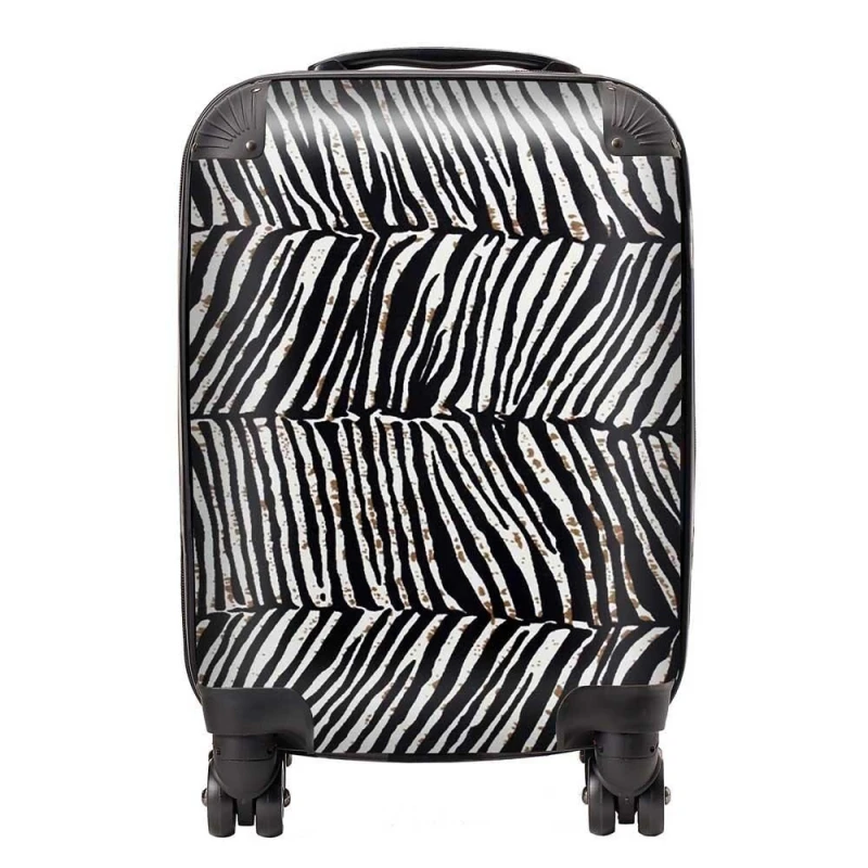 Image of Warren Reed - Designer Zebra Pattern Suitcase in Black Size: Large Black Unisex Large