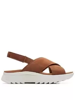 Image of Clarks Dashlite Wish Wedges - Dark Tan Suede, Brown, Size 3, Women