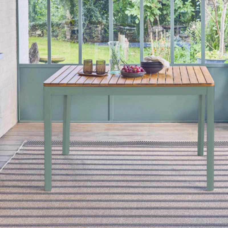 Image of Sweeek - 6-Seater Acacia Wood Garden Table Senora Khaki Green 120X80X75 Cm
