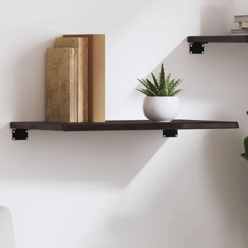 Image of Vidaxl Wall Shelf Dark Grey 60X40X2cm Treated Solid Wood Oak, Brown 363767