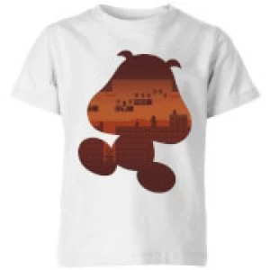 Image of Nintendo Super Mario Goomba Silhouette Kid's T-Shirt - White - 11-12 Years
