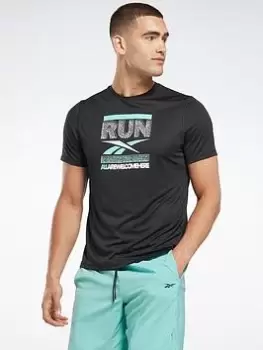 Image of Reebok Running Graphic T-Shirt, Black Size M Men