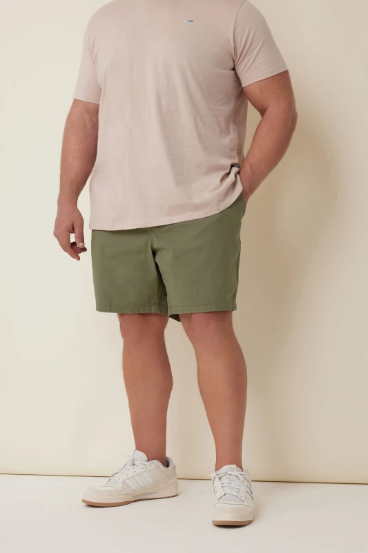 Image of BadRhino BadRhino Men Elasticated Waist Chino Shorts in Light Khaki Size: X-Large Light Khaki XL Male 5059738085945