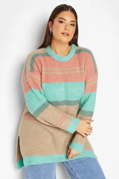 image of Yours Stripe Jumper Medium Beige