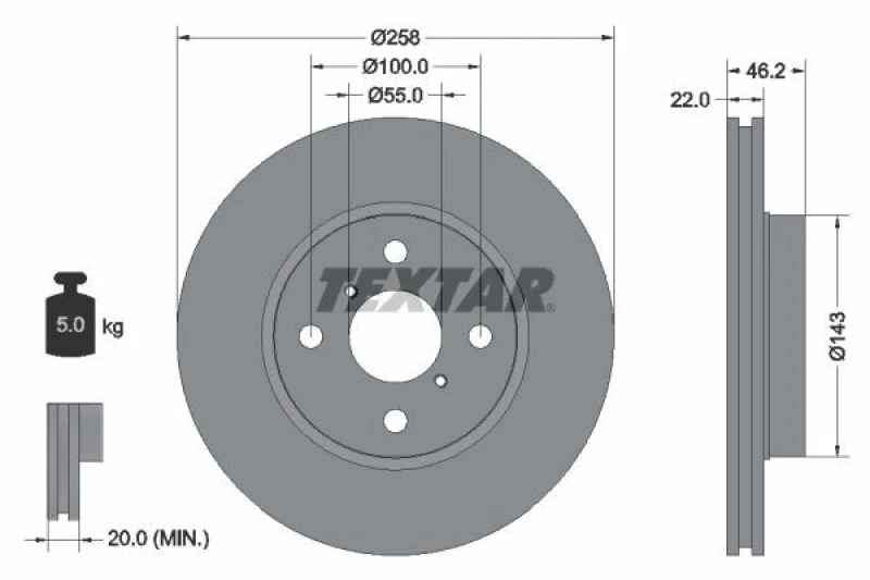 Image of Brake disc TEXTAR 92164203
