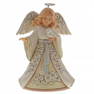 Image of White Woodland Angel with Bluebird Figurine