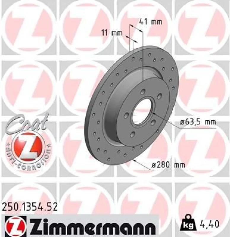 Image of ZIMMERMANN Brake disc ZIMMERMANN 250.1354.52