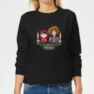 Image of Coco Miguel And Hector Womens Sweatshirt - Black