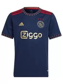 Image of Adidas Junior Ajax Away 22/23 S/s Replica Shirt, Navy, Size 15-16 Years