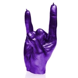Image of Metallic Violet Hand Rock Gesture Candle