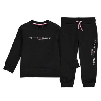Image of Tommy Hilfiger Essential Crew Neck Jogger Set - Black BDS