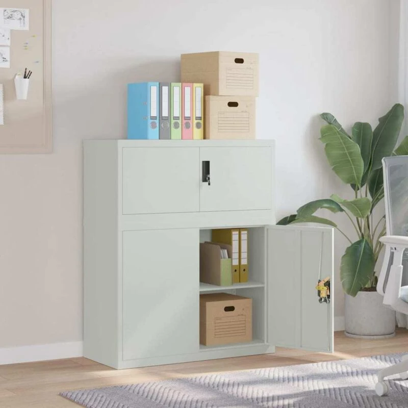Image of Vidaxl File Cabinet Light Grey 90X40X110 Cm Steel, Grey 3188316