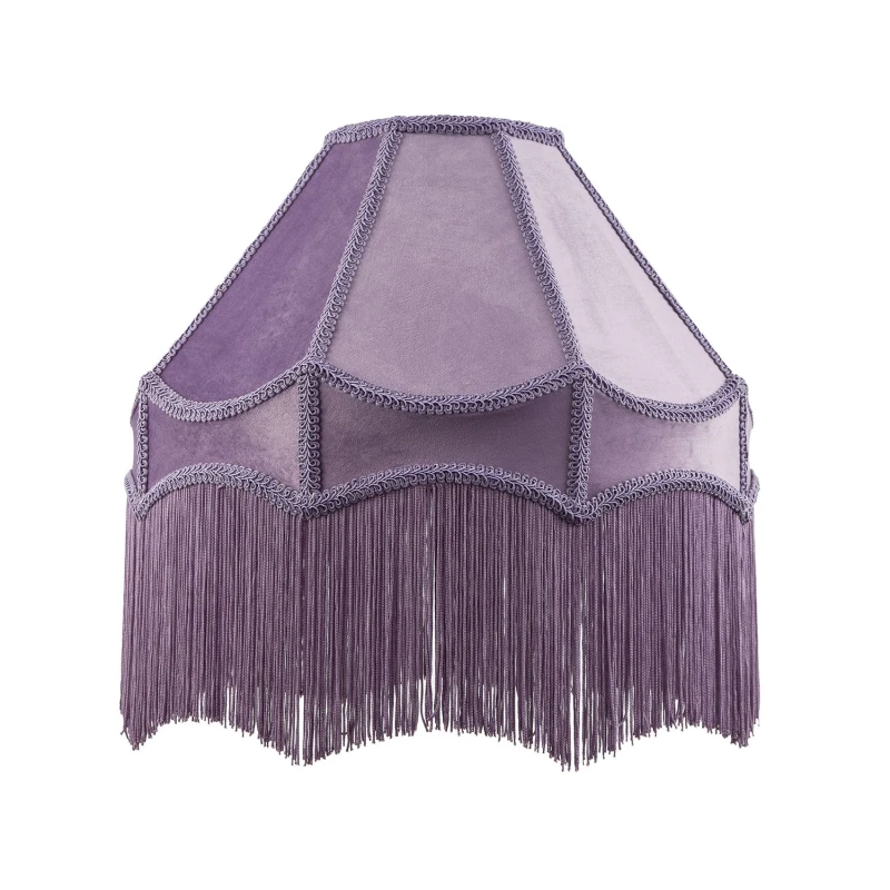 Image of Happy Homewares Traditional Victorian Empire Soft Velvet Lamp Shade with Lengthy Tassels in Lilac Size: 16" Lilac Unisex 16"