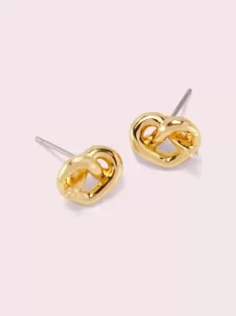 image of Kate Spade Loves Me Knot Stud Earrings, Gold, One Size