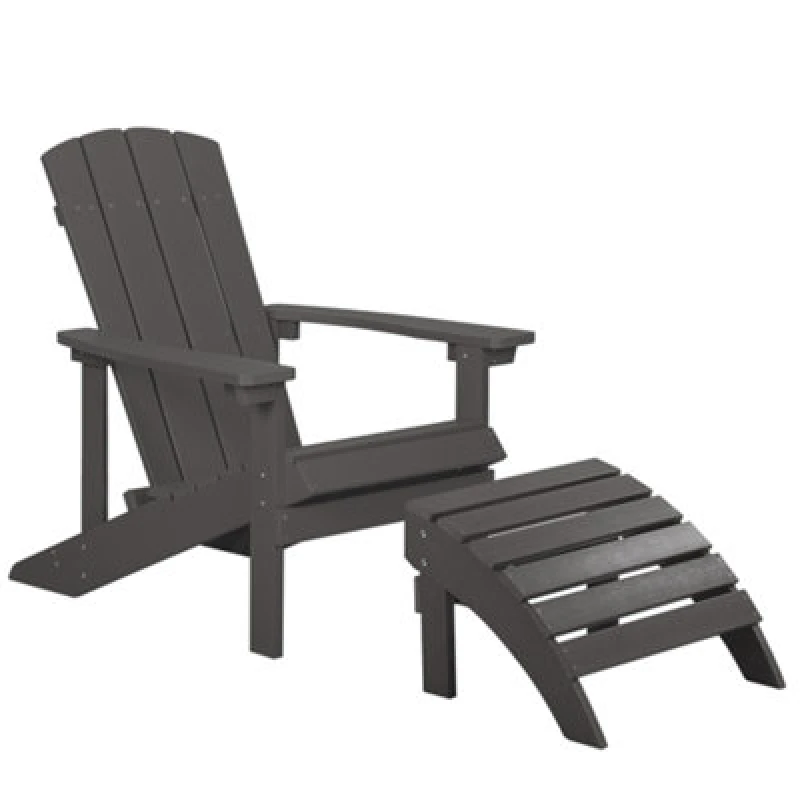 Image of Beliani Garden Chair Adirondack With Footstool Dark Grey