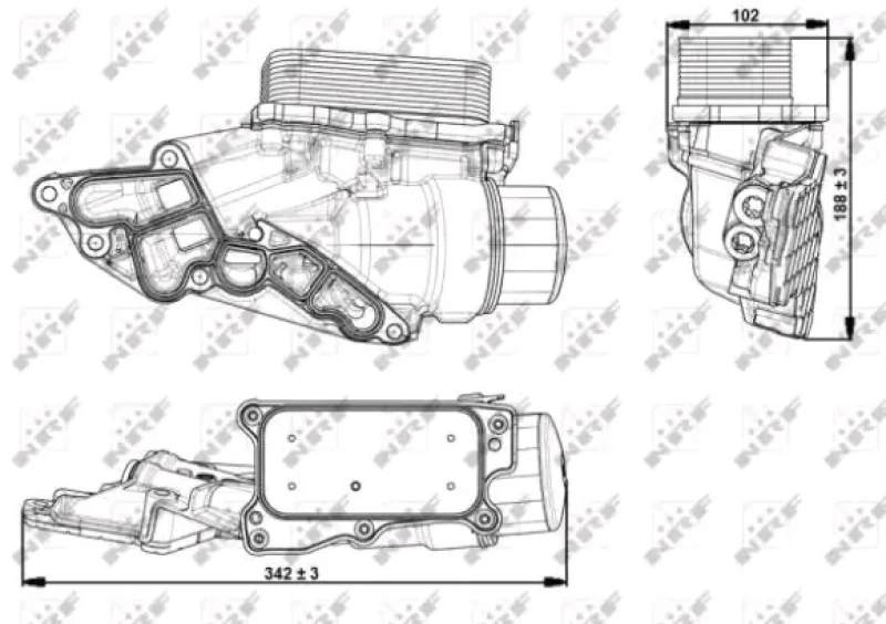 Image of NRF 31351 Oil Cooler EASY FIT with filter, with seal rings Aluminium Oil Cooler,engine oil (469)