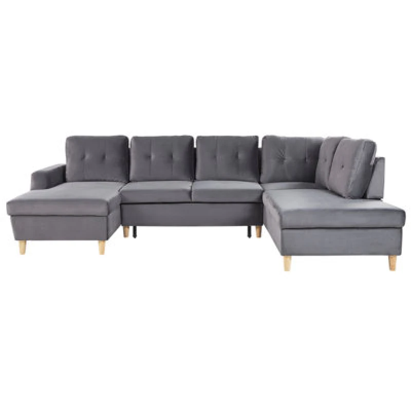 Image of Beliani Sofa Bed 4 Seater Lerum Velvet Grey