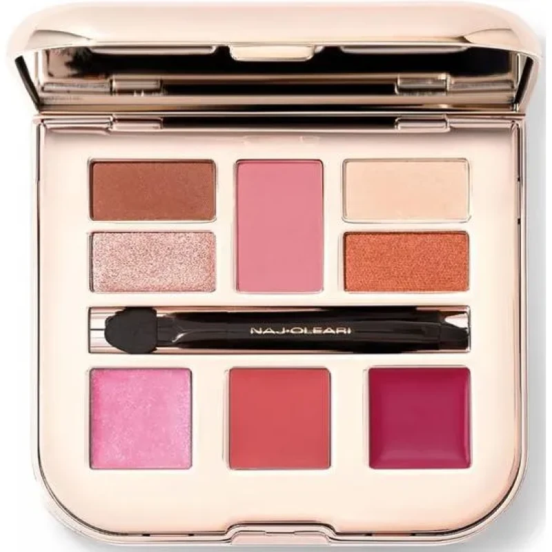 Image of Naj Oleari SET: POWDER BLUSH + 4 EYESHADOWS + BRUSH + LIP GLOSS + 2 LIPSTICKS + DOUBLE LIP BRUSH