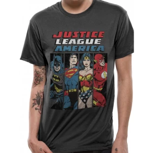 image of Justice League - Line Up Mens Medium T-Shirt - Grey