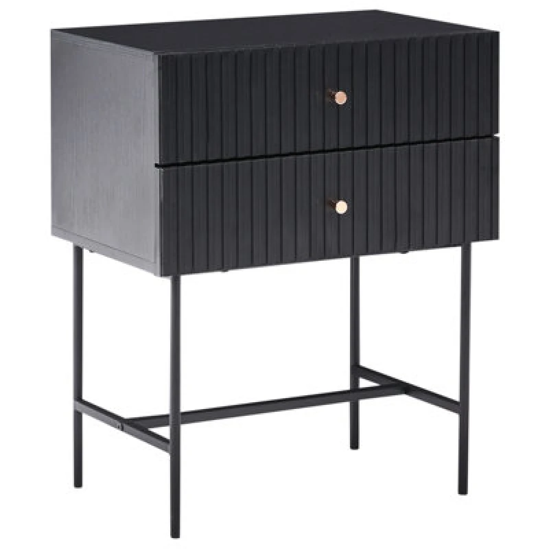 Image of Beliani 2 Drawer Bedside Table Coventry Black/ Gold