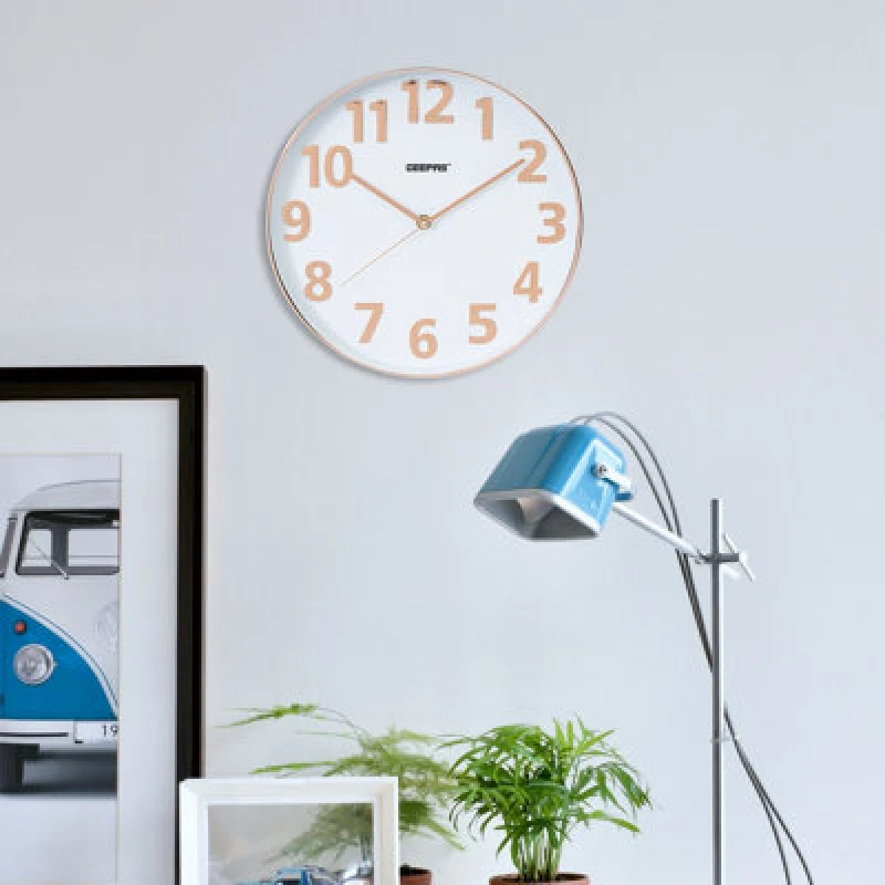 Image of Geepas Wall Clock Modern Large Number Silent Round Clock Battery Operated
