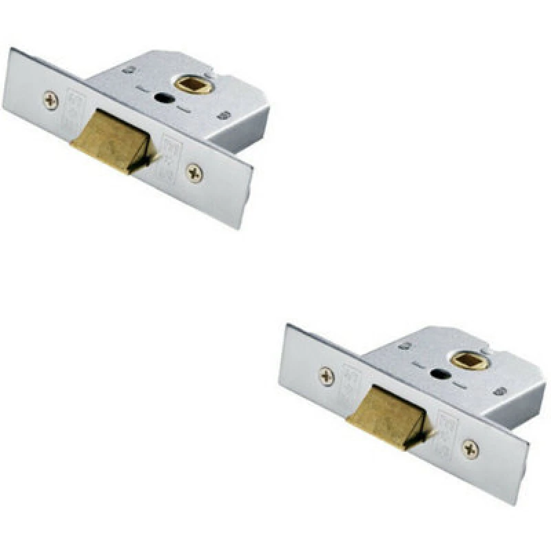 Image of Loops 2x 76mm Flat Mortice Door Security Latch Fire Door Rated Satin Chrome Multi unisex