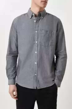 Image of Mens Charcoal Long Sleeve Pocket Oxford Shirt