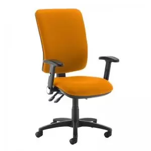 image of Senza extra high back operator chair with folding arms - Solano Yellow