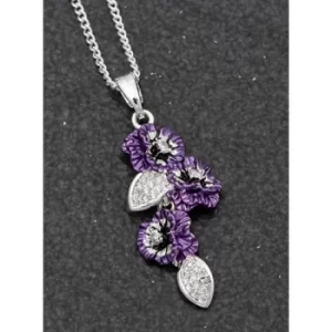 image of Violet Pansy Cascade Silver Plated Necklace