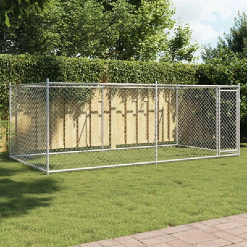 Image of VIDAXL Dog Cage with Door Grey 4x2x1.5 m Galvanised Steel Vidaxl 3209578