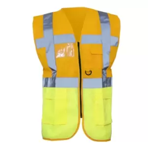 Image of Yoko Hi-Vis Premium Executive/Manager Waistcoat / Jacket (2XL) (Hi Vis Orange/Hi Vis Yell)