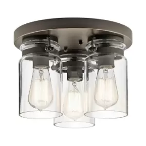 Image of 3 Bulb Flush Light Light Low Ceiling Brushed Nickel LED E27 60W Bulb