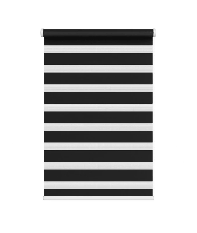 Image of New Edge Blinds Black Day & Night Zebra Roller Blind (165cm drop) - 70cm Size: 115cm Black Unisex 115 cm