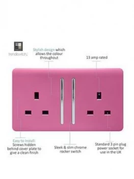 Image of Trendiswitch 2G 13A Switched Socket Pink