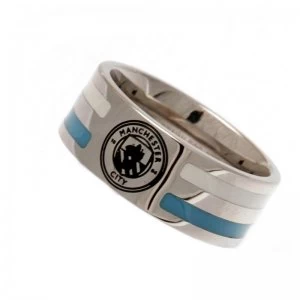 Image of Steel Striped Ring - Manchester City FC