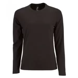 Image of SOLS Womens/Ladies Imperial Long Sleeve T-Shirt (M) (Deep Black)