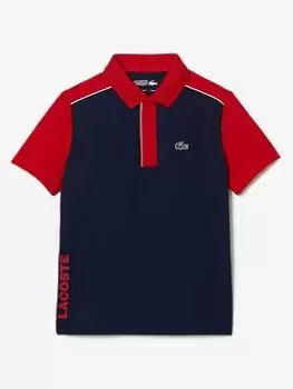 Image of Lacoste Boys Polo Shirt - Red/Navy, Red/Navy, Size 16 Years