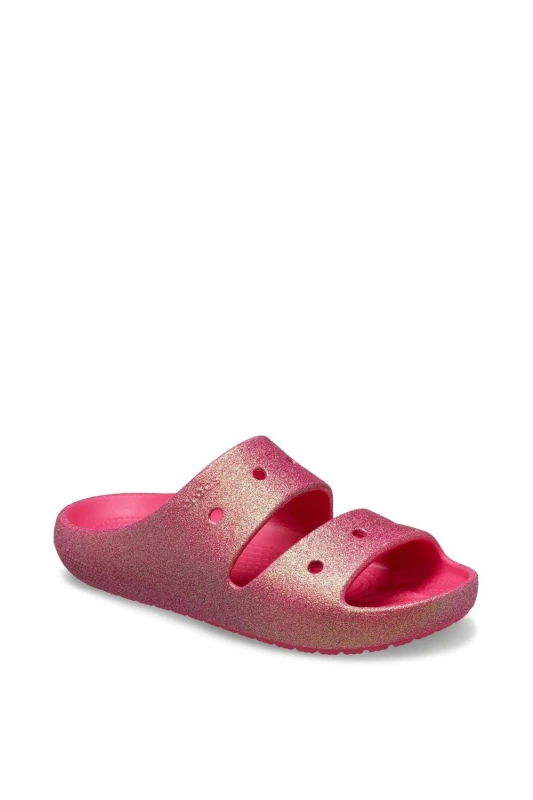 Image of Crocs Unisex Classic Iridescent Glitter 2.0 Sandals Dragon Fruit W5/M4